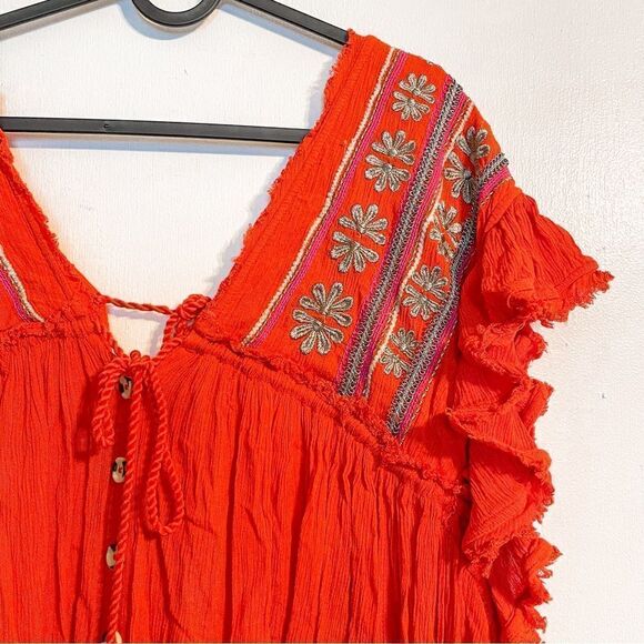 Free People Bali Will Wait For You Midi Dress Red S - Picture 5 of 8